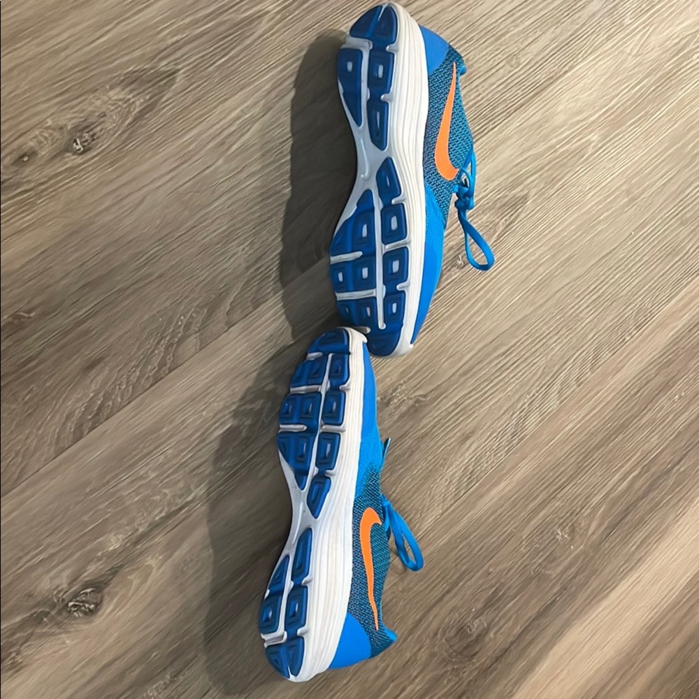 Blue and Orange Athletic Shoes